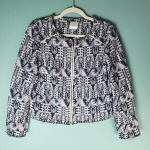 Anthro Hei Hei Womens Multicolor Faifo Textured Jacquard Print Jacket Size 8P